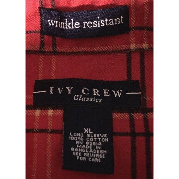 Ivy Crew Classics Men Button Down Shirt Size XL Red Plaid Long Sleeve Red - Picture 11 of 12